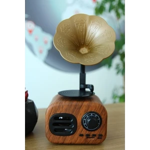 B5 Nostaljik Mini Retro Dizayn Gramafon Radyo USB Aux Bluetooth Radyo