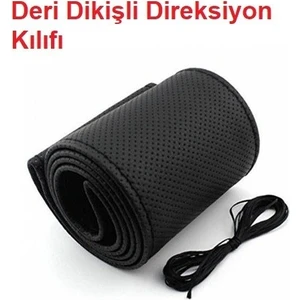 Deri Direksiyon Kılıfı Kokusuz Dikmeli - Siyah
