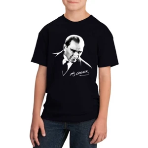 Tahtakale Marketi Çocuk Atatürk Tişört Siyah Atatürk Baskılı T-Shirt