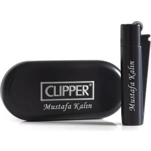 Isme Özel Siyah Clipper Çakmak Kutulu