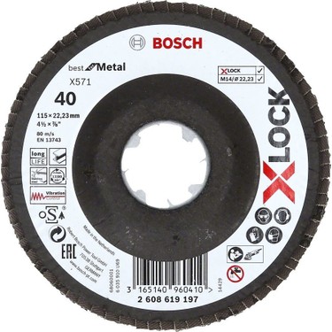 Bosch - X-Lock - 115 mm 40 Kum Best Serisi Metal Flap Disk Fiyatı