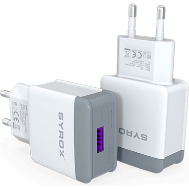 Syrox Q33 Hızlı USB Duvar Şarj Adaptörü (Başlık) 3.0A 18W - Fiyatı