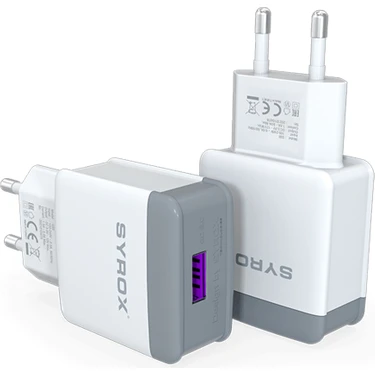 Syrox Q33 Hızlı USB Duvar Şarj Adaptörü (Başlık) 3.0A 18W -