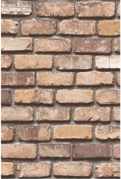 BienHome Bien Duvar Kağıtları 5331 Açık Hardal Taş Tuğla Desen Kağıdı 5,30 M²