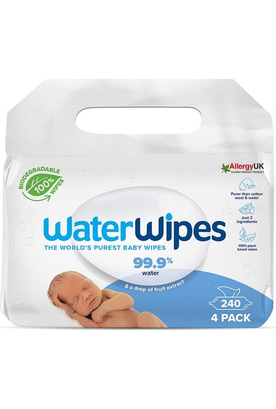 Waterwipes Yeni Biode gradable Original Baby Wipes (4X60 - 240 Yaprak)
