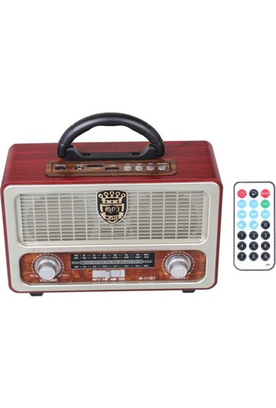 Nar Market Nostaljik Radyo 111BT Şarjlı Bluetootlu-Kumandalı Usb/sd
