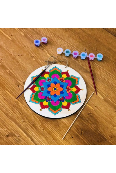Art İnside Ahşap Boyama Tuval Seti Çiçek Mandala Temalı Hediye Hobi Kiti