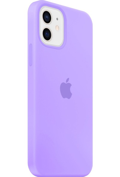 Abk Fashion Apple iPhone 12 Silikon Kılıf Lansman Logolu Kılıf - Lila