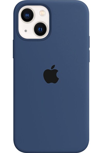 Abk Fashion Apple iPhone 13 Lansman Kılıf Logolu Silikon Kılıf - Açık Lacivert