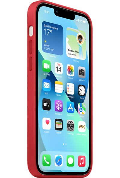 Abk Fashion Apple iPhone 13 Silikon Kılıf Lansman Logolu Kılıf - Kırmızı