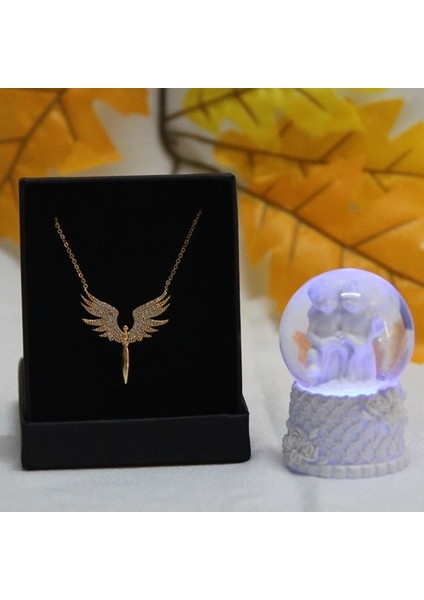 Melek Kar Küresi Işıklı Melek Kolye Sevgiliye Hediye