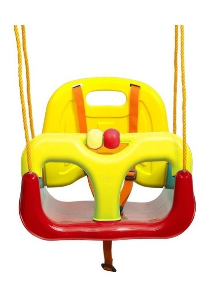 Çocuk Bebek Salıncağı Salıncak Emniyet Kemerli Sarı Kırmızı