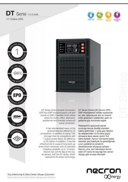 3KVA/3KW Yeni Nesil DT 3K Online Ups Kesintisiz Güç Kaynağı KGK