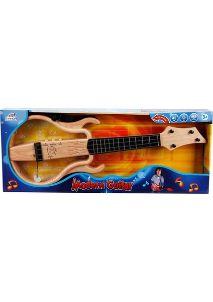 Işıklı ve Müzikli Gerçek Telli Gitar – Krem