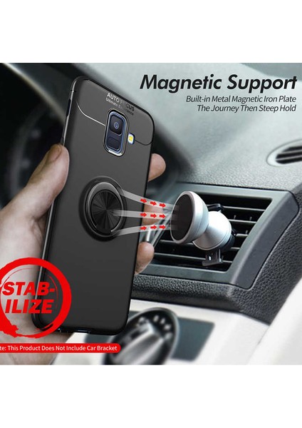 Samsung Galaxy J6 (SM-J600F) Yüzüklü Manyetik Ravel Kılıf Siyah fiyatları