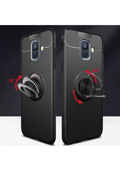 Samsung Galaxy J6 (SM-J600F) Yüzüklü Manyetik Ravel Kılıf Siyah modelleri