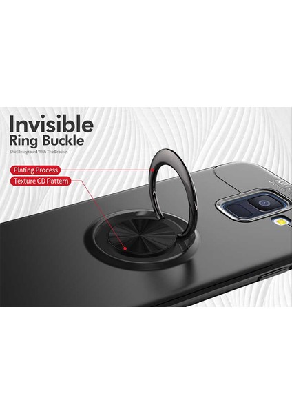 Samsung Galaxy J6 (SM-J600F) Yüzüklü Manyetik Ravel Kılıf Kırmızı fırsatları