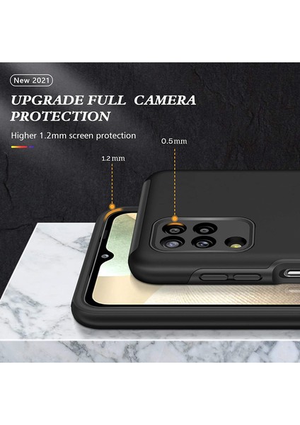 Samsung Galaxy A12 Yüzüklü Manyetik Ravel Kılıf Nano Ekran Koruyucu Full Setmavi modelleri