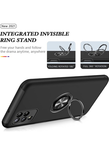 Samsung Galaxy A12 Yüzüklü Manyetik Ravel Kılıf Nano Ekran Koruyucu Full Setmavi indirimleri