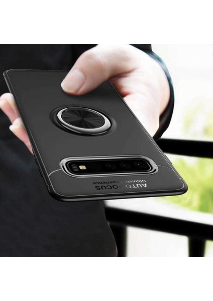 Samsung Galaxy S10 Plus Yüzüklü Manyetik Ravel Kılıf Mavi modelleri