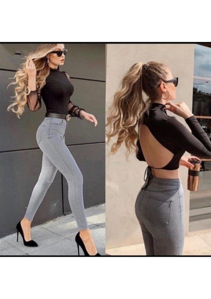 Kadın Gri Jasmin Süper Skinny Jeans Kot Pantolon ( Toparlayıcı )