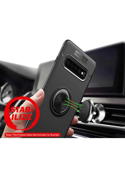 Samsung Galaxy S10 Plus Yüzüklü Manyetik Ravel Kılıf Nano Ekran Koruyucu Full Setmavi fiyatları