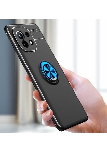 Xiaomi Mi 11 Lite Yüzüklü Manyetik Ravel Kılıf Nano Ekran Koruyucu Full Setmavi indirimleri