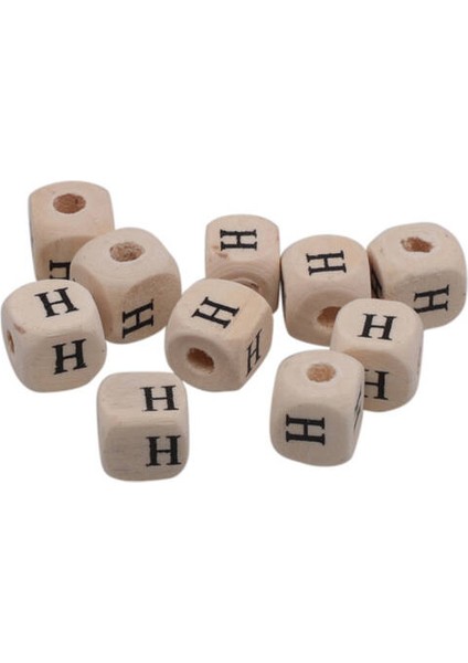 5 Adet Ahşap Harf Boncuk H