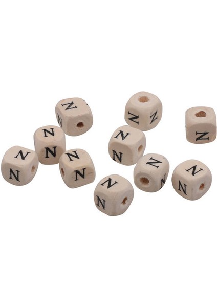 5 Adet Ahşap Harf Boncuk N