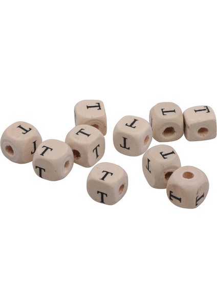 5 Adet Ahşap Harf Boncuk T