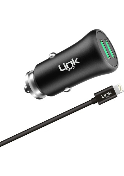 Linktech M582 Metal Araç Şarj Adaptörü ve Lightning Kablo Set 2.4A