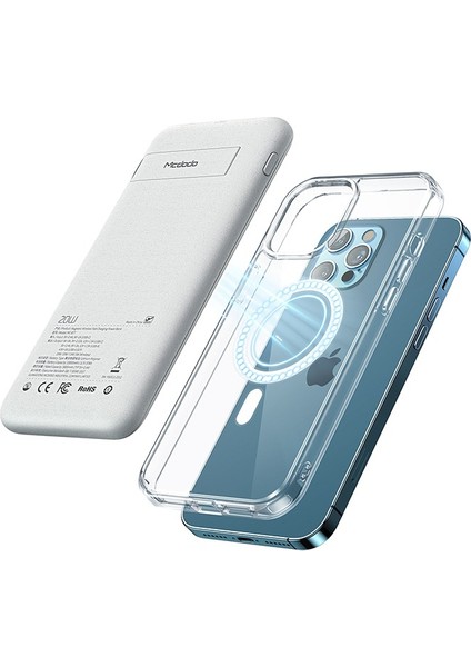 MC-8770 Magsafe 15W WIRELESS-20W Pd Hızlı Şarj Destekli 10.000 Mah Powerbank Gri