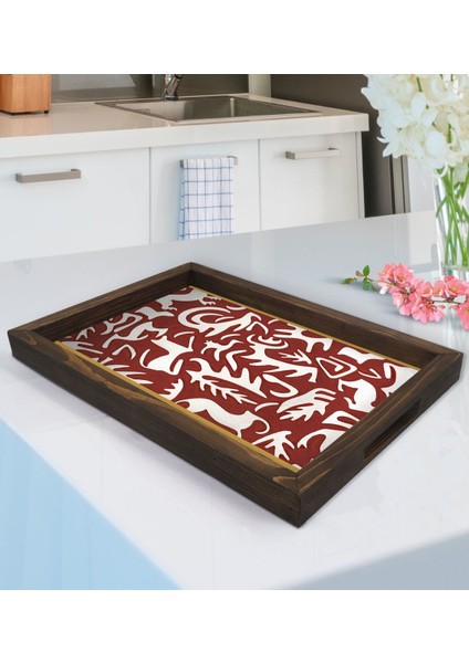 Gift Retro Motif Tasarımlı Doğal Ahşap Tepsi-2