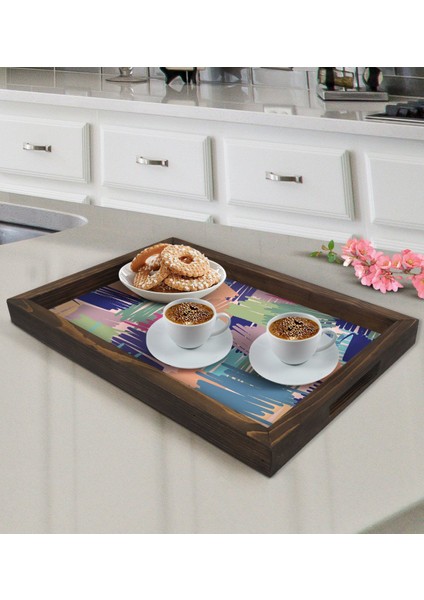 Gift Modern Art Tasarımlı Doğal Ahşap Tepsi-11 fiyatları