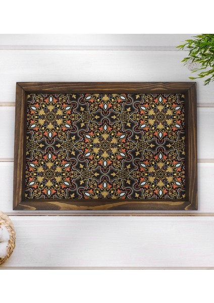 Gift Retro Motif Tasarımlı Doğal Ahşap Tepsi-12 modelleri