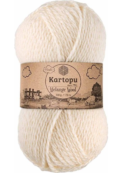 Bernam Butik Kartopu Melange Wool El Örgü Ipi Krem K025