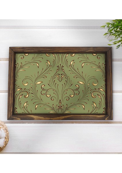 Gift Retro Motif Tasarımlı Doğal Ahşap Tepsi-4 modelleri