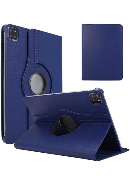 Apple iPad Pro 11 2021 3. Nesil Uyumlu Kılıf 360° Dönebilen Akıllı Kapak Standlı Kılıf Smart Uyku Modlu Lacivert