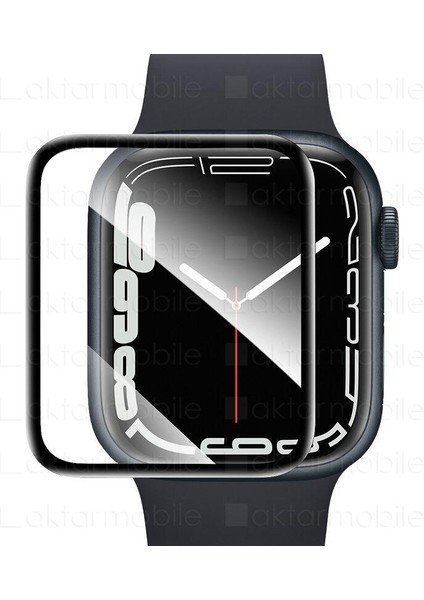 Apple Watch 7 45 mm Uyumlu Ekran Koruyucu 3D Tam Kapatan Kavisli Ppma Nano Cam Tam Uyumlu