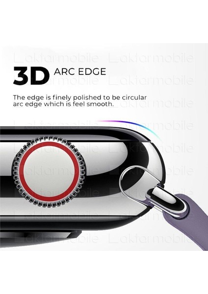 Apple Watch 7 45 mm Uyumlu Ekran Koruyucu 3D Tam Kapatan Kavisli Ppma Nano Cam Tam Uyumlu