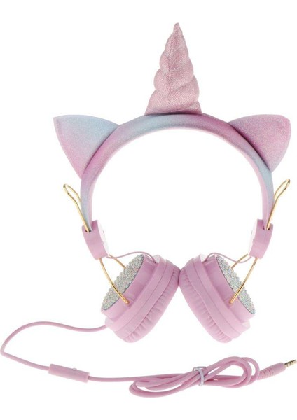 Sevimli Tek Boynuzlu At Rhinestones Glitter Çocuklar Kızlar Için Kulak Kulaklık Üzerinde Stereo -, 1.2 M Pembe 2 (Yurt Dışından)