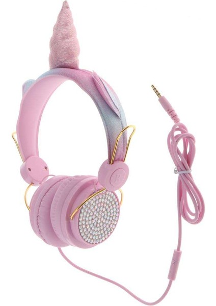 Sevimli Tek Boynuzlu At Rhinestones Glitter Çocuklar Kızlar Için Kulak Kulaklık Üzerinde Stereo -, 1.2 M Pembe 2 (Yurt Dışından)