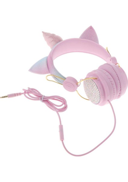 Sevimli Tek Boynuzlu At Rhinestones Glitter Çocuklar Kızlar Için Kulak Kulaklık Üzerinde Stereo -, 1.2 M Pembe 2 (Yurt Dışından)