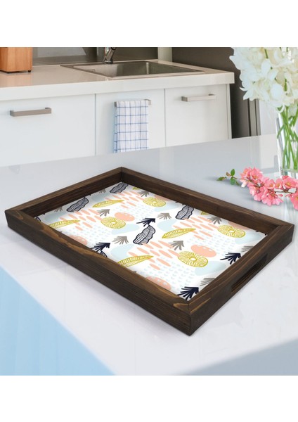 Gift Modern Art Tasarımlı Doğal Ahşap Tepsi-5
