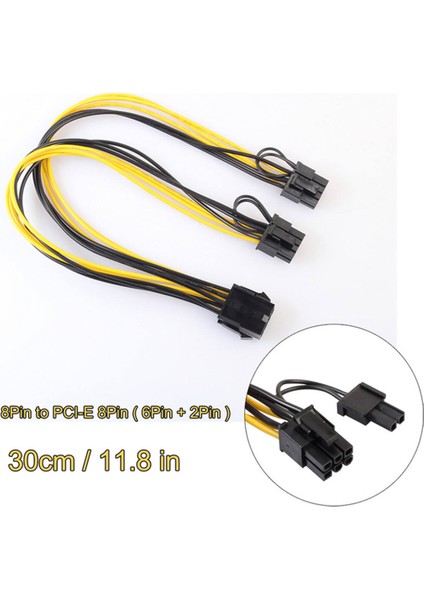 8pin Ila Çift 2x 8-Pin (6 + 2) Grafik Video Kartı Için Güç Adaptörü Kablosu (Yurt Dışından)