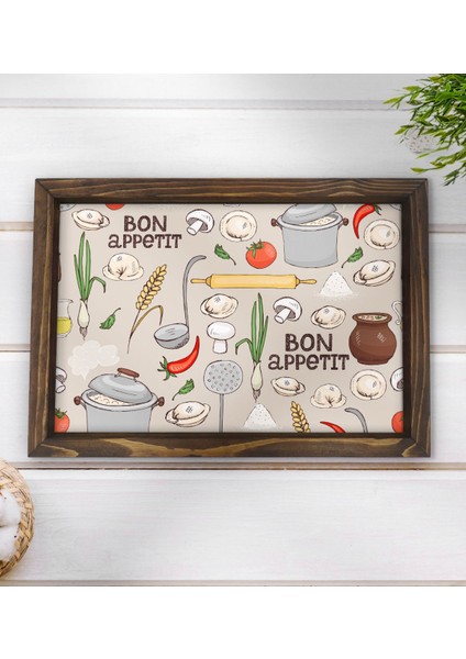 Gift Bon Appetit Tasarımlı Doğal Ahşap Tepsi-1 modelleri
