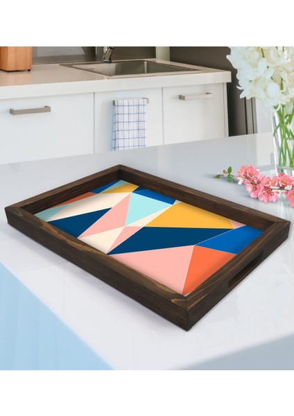 Gift Modern Art Tasarımlı Doğal Ahşap Tepsi-8
