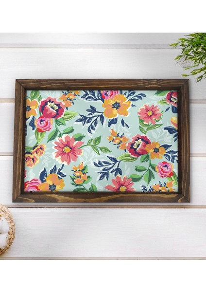 Gift Çiçekler Tasarımlı Doğal Ahşap Tepsi-5 modelleri