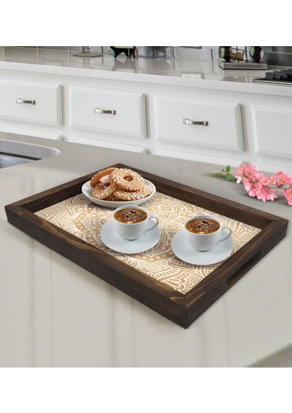 Gift Retro Motif Tasarımlı Doğal Ahşap Tepsi-9 fiyatları