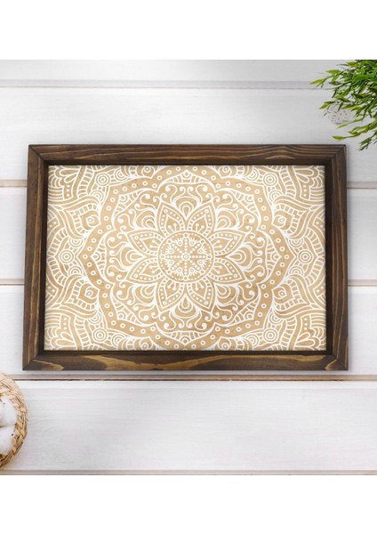 Gift Retro Motif Tasarımlı Doğal Ahşap Tepsi-9 modelleri